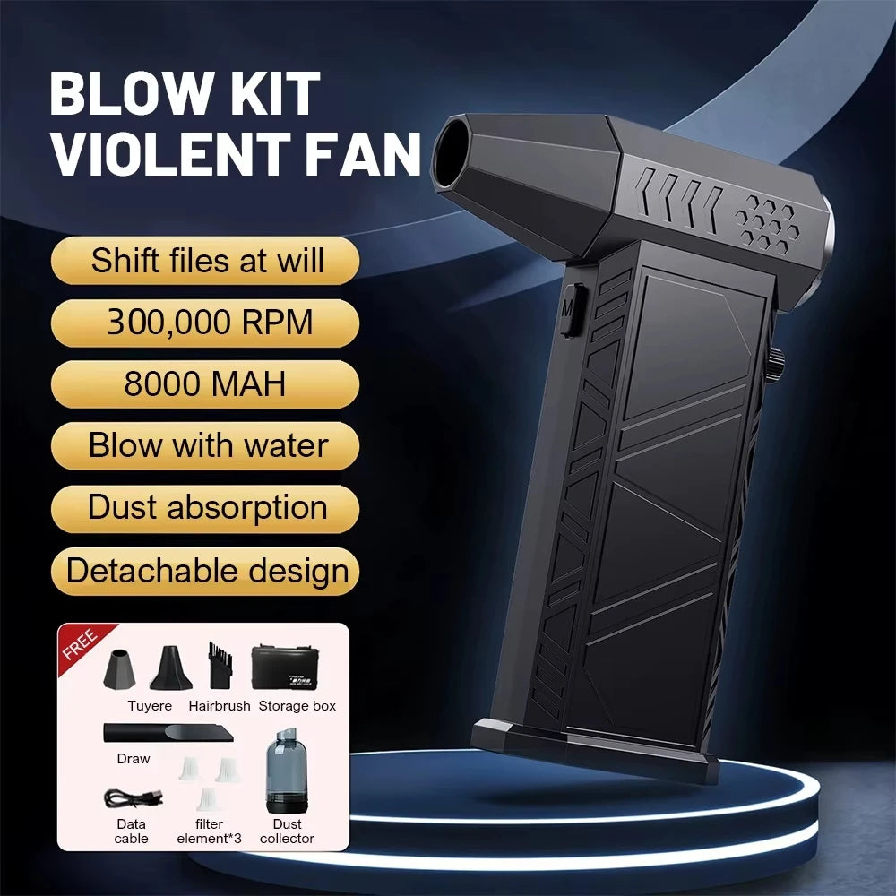 300000RPM Turbo Jet Blower Vacuum X9 High Speed Air Blower Wireless Compressed Air Duster Portable Turbo Fan Jet Dust Blowing